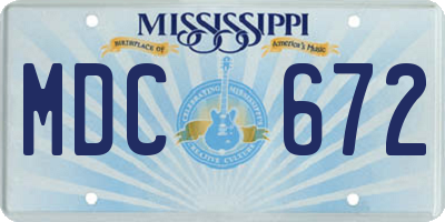 MS license plate MDC672