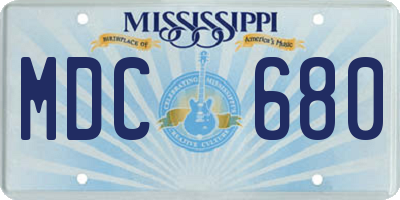 MS license plate MDC680
