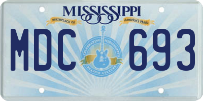 MS license plate MDC693