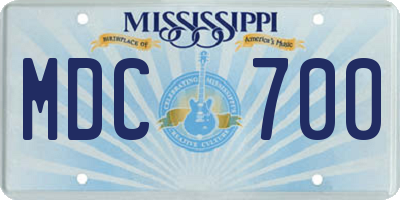 MS license plate MDC700