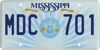 MS license plate MDC701