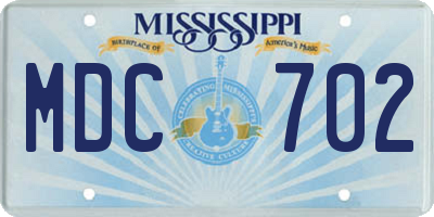 MS license plate MDC702