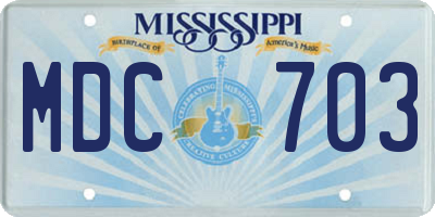 MS license plate MDC703