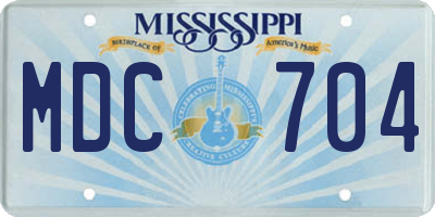 MS license plate MDC704