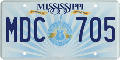 MS license plate MDC705