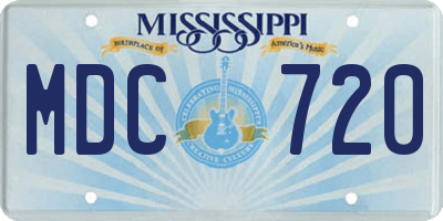 MS license plate MDC720