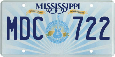 MS license plate MDC722