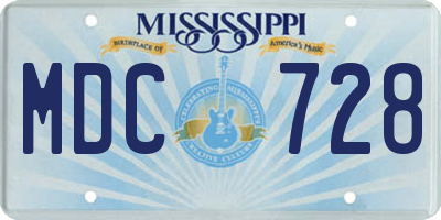 MS license plate MDC728