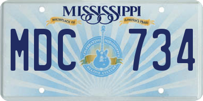 MS license plate MDC734