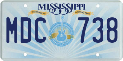 MS license plate MDC738