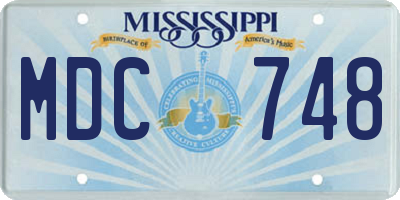 MS license plate MDC748