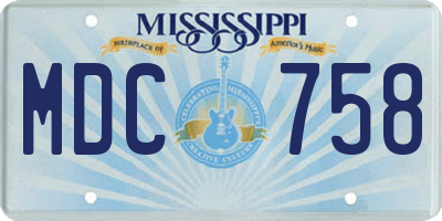 MS license plate MDC758