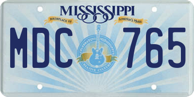 MS license plate MDC765