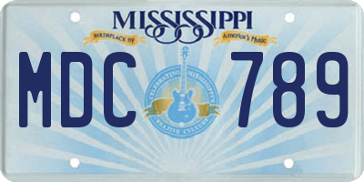 MS license plate MDC789