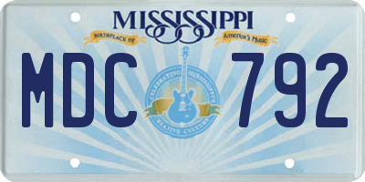 MS license plate MDC792