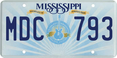 MS license plate MDC793