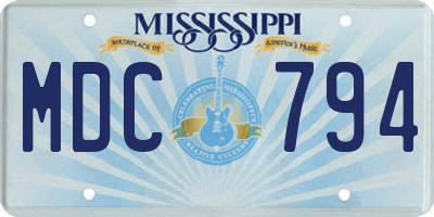 MS license plate MDC794