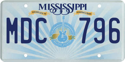 MS license plate MDC796