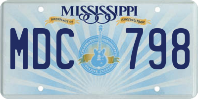 MS license plate MDC798