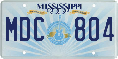 MS license plate MDC804