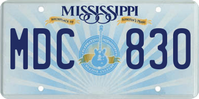 MS license plate MDC830