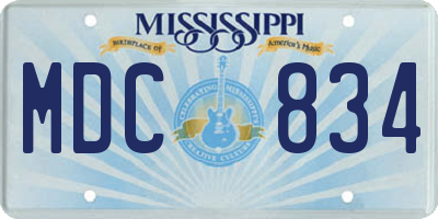 MS license plate MDC834