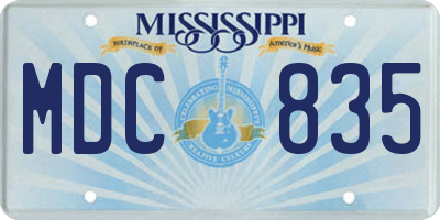 MS license plate MDC835