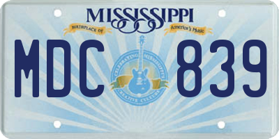MS license plate MDC839