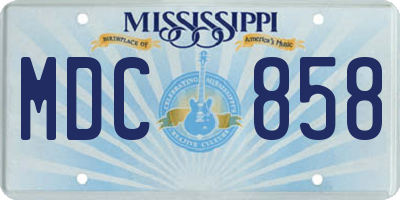 MS license plate MDC858