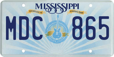 MS license plate MDC865