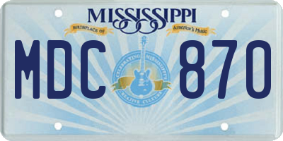 MS license plate MDC870