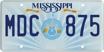 MS license plate MDC875