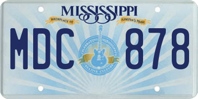 MS license plate MDC878