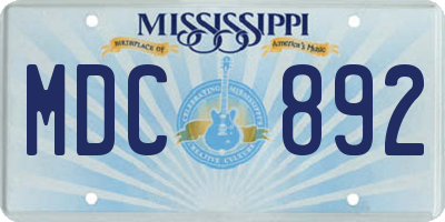 MS license plate MDC892