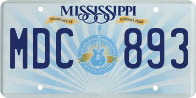 MS license plate MDC893
