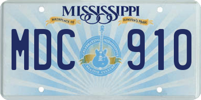 MS license plate MDC910