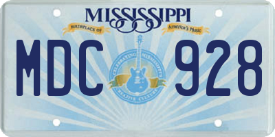 MS license plate MDC928