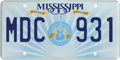 MS license plate MDC931