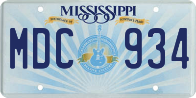 MS license plate MDC934