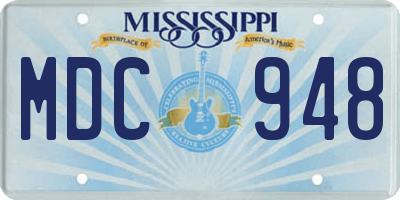 MS license plate MDC948