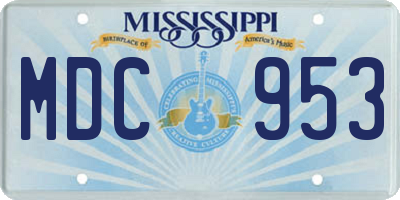 MS license plate MDC953