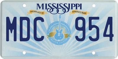 MS license plate MDC954