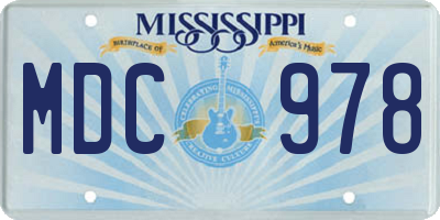 MS license plate MDC978