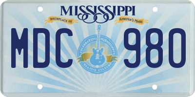 MS license plate MDC980