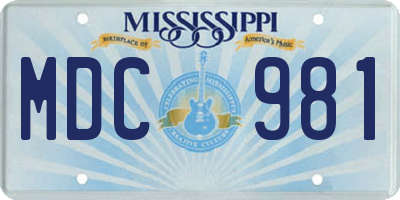 MS license plate MDC981