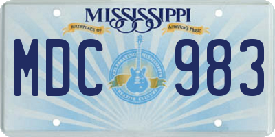 MS license plate MDC983