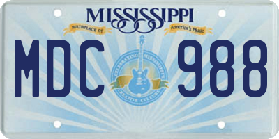 MS license plate MDC988