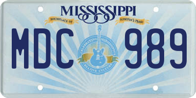 MS license plate MDC989
