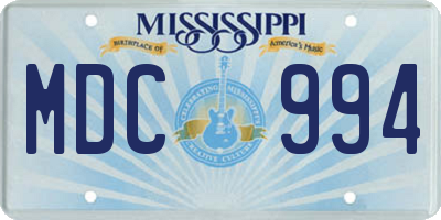 MS license plate MDC994