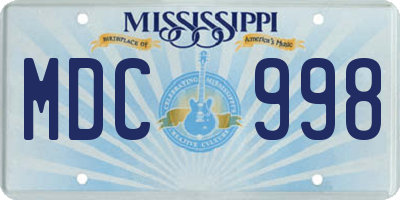 MS license plate MDC998